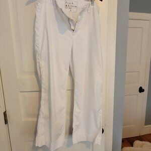Frank & Eileen Wexford Wide Leg Italian Performance Linen Pant Size 10 White USA
